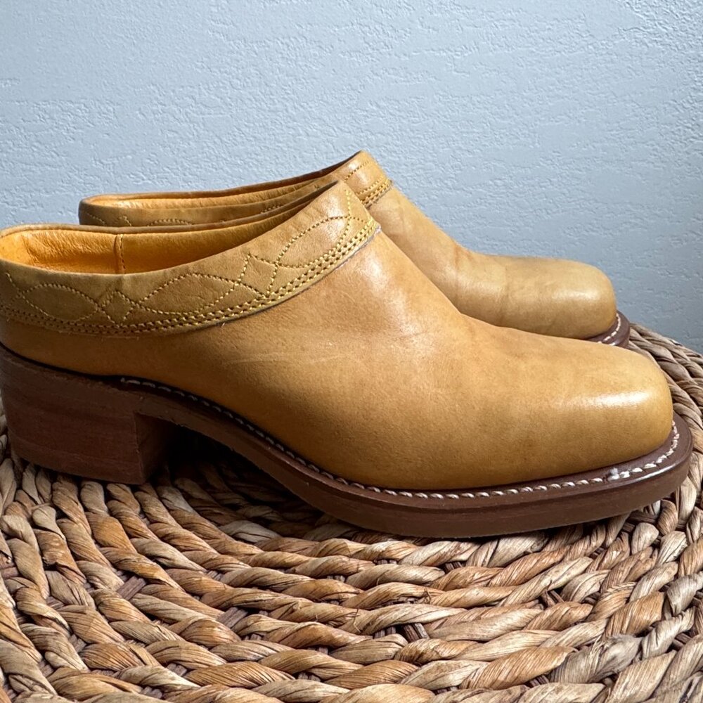 NEW-Frye Campus Western Mule Slides Banana Yellow Women's 8.5M